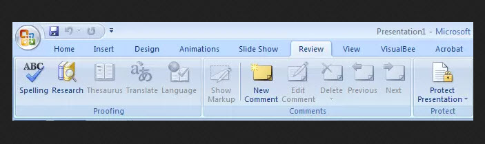 Learn how to use Review tab in PowerPoint